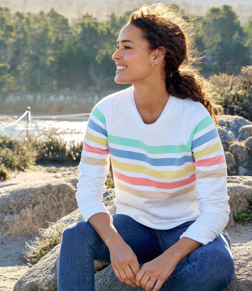 Women's Peaks Island Crewneck, Stripe, White Multi Stripe, small image number 6