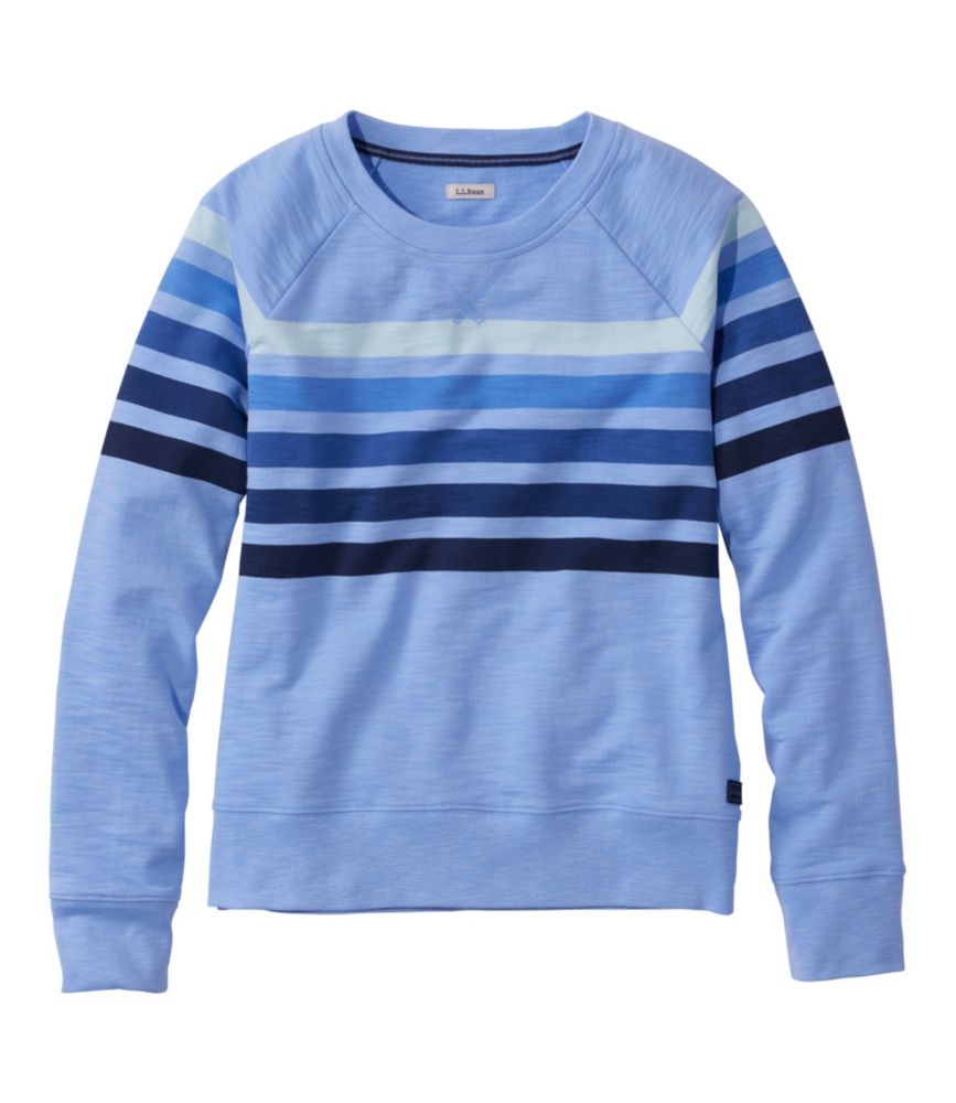 Women's Peaks Island Crewneck, Stripe, Brightwater Blue Multi Stripe, small image number 1