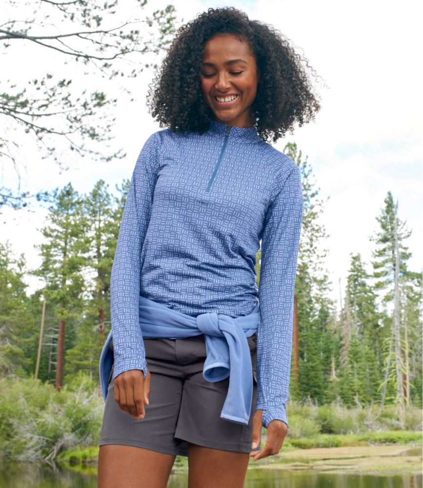 Women's Access Trail Pullover, Long-Sleeve Quarter-Zip Print, Deep Lake Mini Geo, small image number 7
