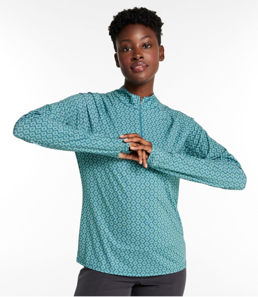 Women's Access Trail Pullover, Long-Sleeve Quarter-Zip Print, Shore Camo, small image number 2