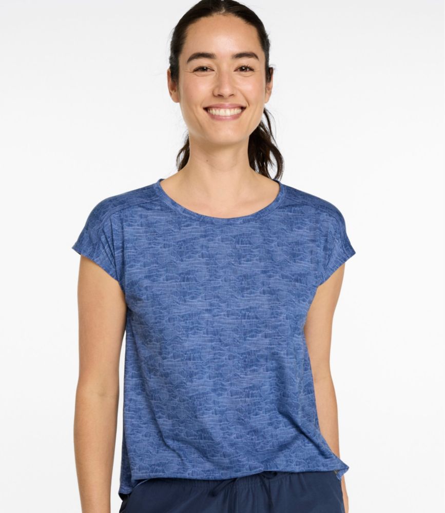 Women's Streamside Tee, Short-Sleeve Ruched Crew Print