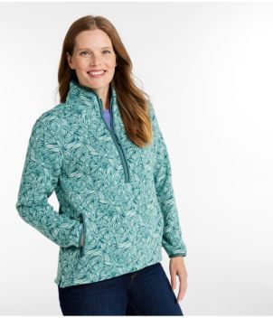 Women's L.L.Bean Sweater Fleece Half-Zip Pullover, Print, New