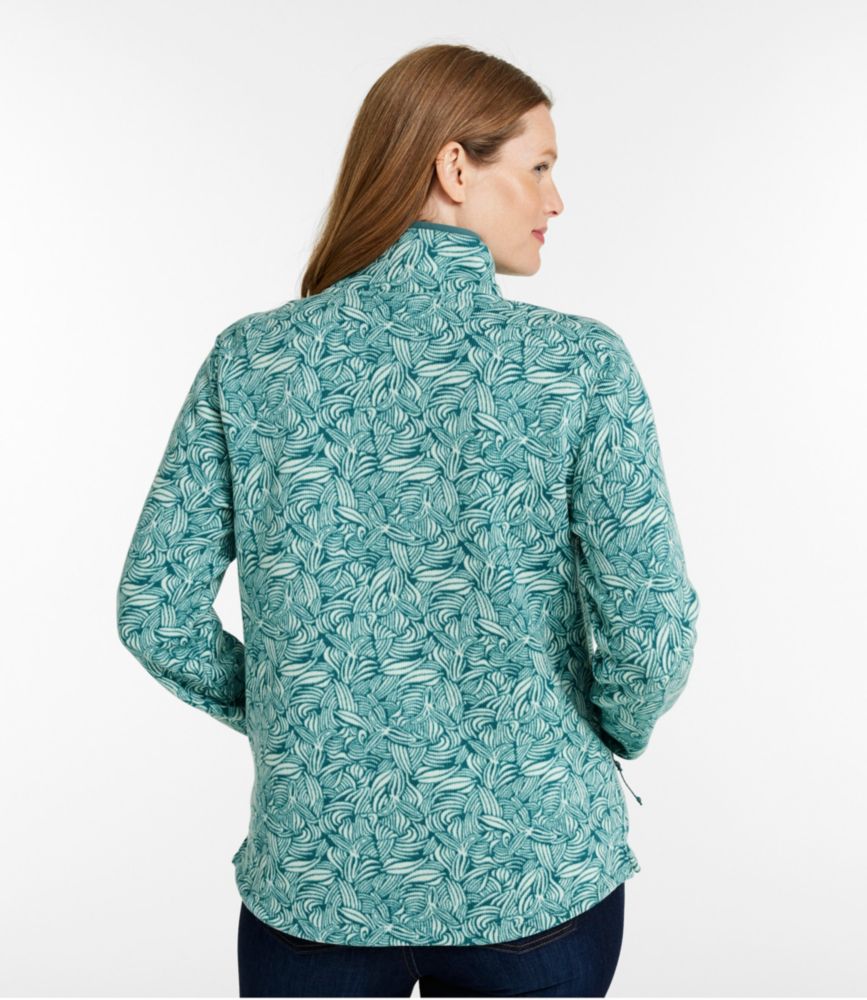 Women's L.L.Bean Sweater Fleece Half-Zip Pullover, Print, Storm Teal Botanical, small image number 3