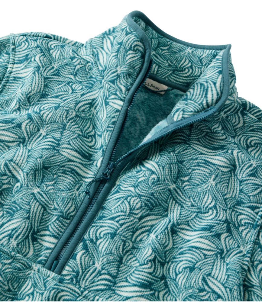 Women's L.L.Bean Sweater Fleece Half-Zip Pullover, Print, Storm Teal Botanical, small image number 4