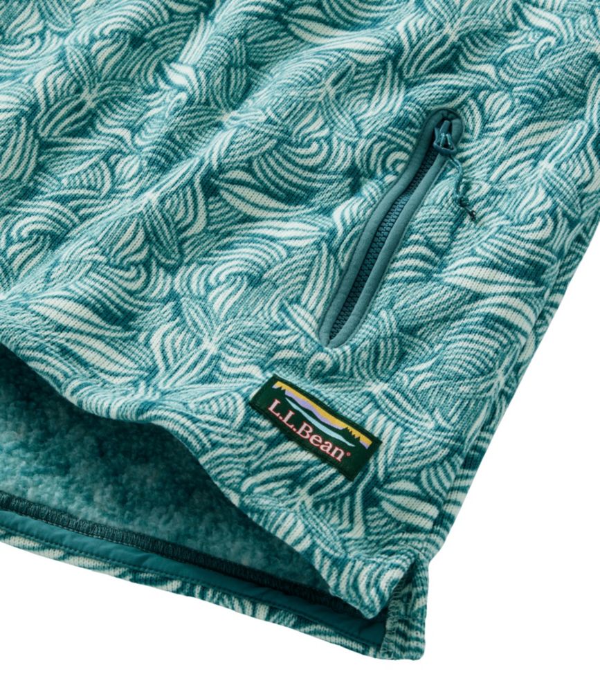 Women's L.L.Bean Sweater Fleece Half-Zip Pullover, Print, Storm Teal Botanical, small image number 5
