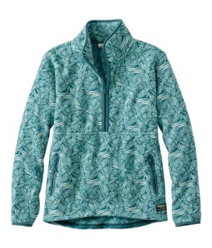 Women's L.L.Bean Sweater Fleece Half-Zip Pullover, Print, New