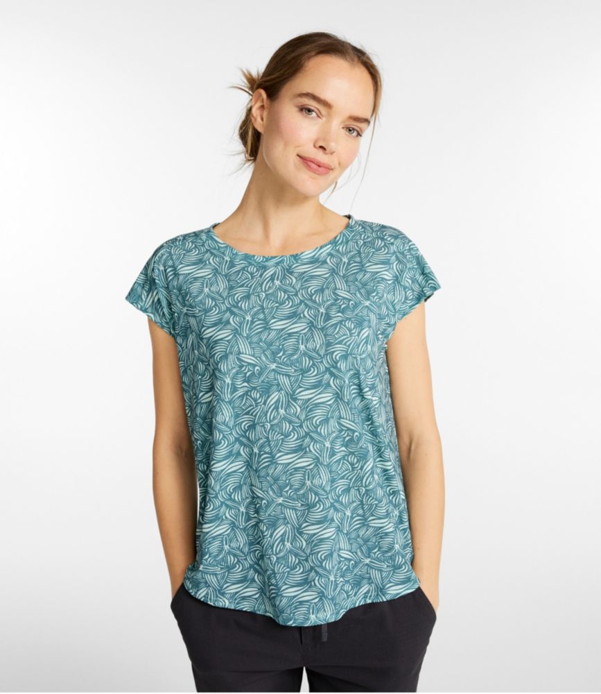 Women's Streamside Tee, Short-Sleeve Ruched Crew Print