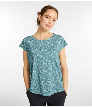 Women's Streamside Tee, Short-Sleeve Ruched Crew Print, New