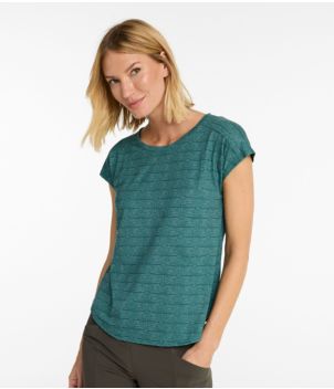 Women's Streamside Tee, Short-Sleeve Ruched Crew Print