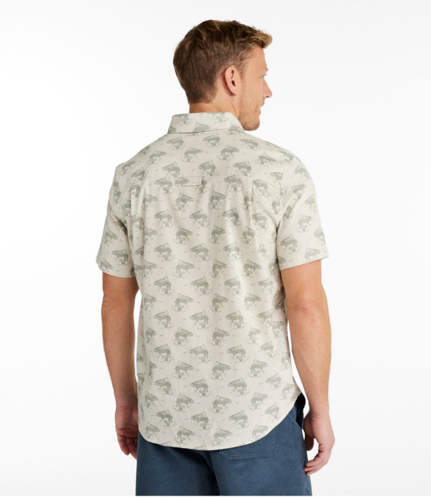 Men's Stonecoast Hemp Shirt, Short-Sleeve, Slightly Fitted Untucked Fit, Print, Cadet Blue Fish, small image number 3