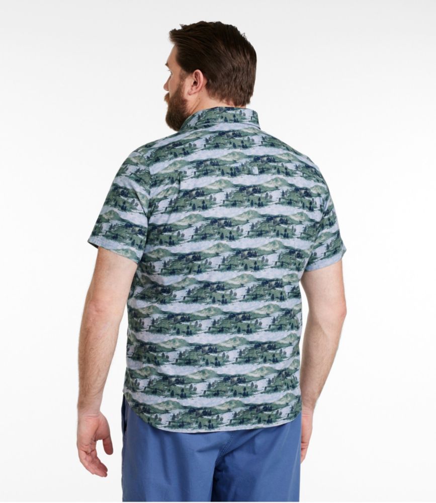 Men's Stonecoast Hemp Shirt, Short-Sleeve, Slightly Fitted Untucked Fit, Print, Cadet Blue Fish, small image number 5