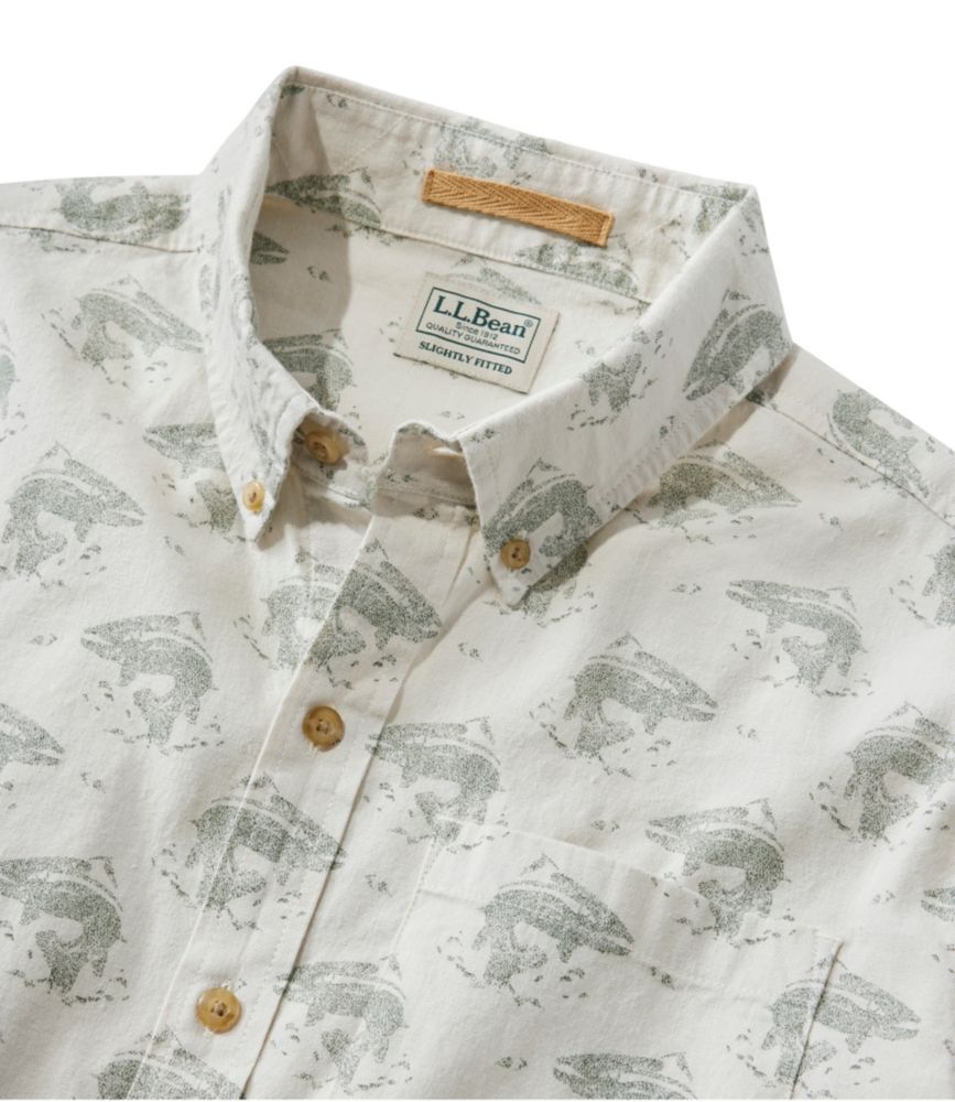 Men's Stonecoast Hemp Shirt, Short-Sleeve, Slightly Fitted Untucked Fit, Print, Cadet Blue Fish, small image number 6