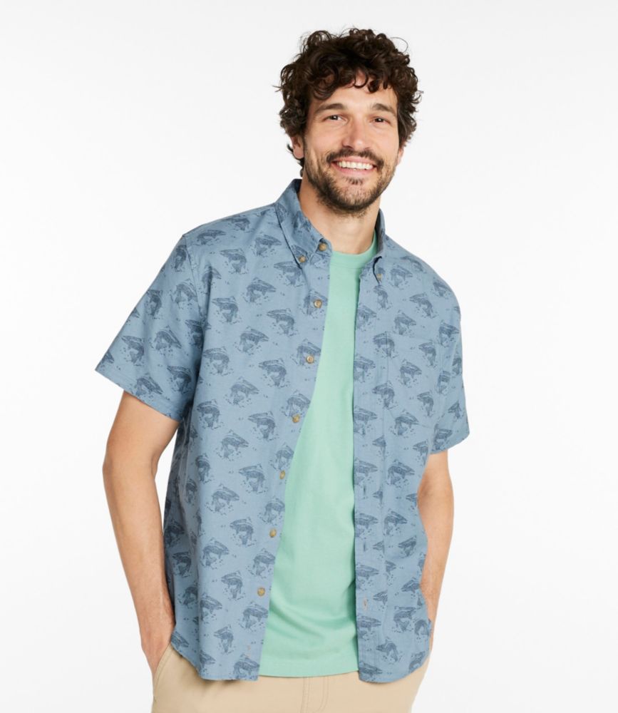Men's Stonecoast Hemp Shirt, Short-Sleeve, Slightly Fitted Untucked Fit, Print