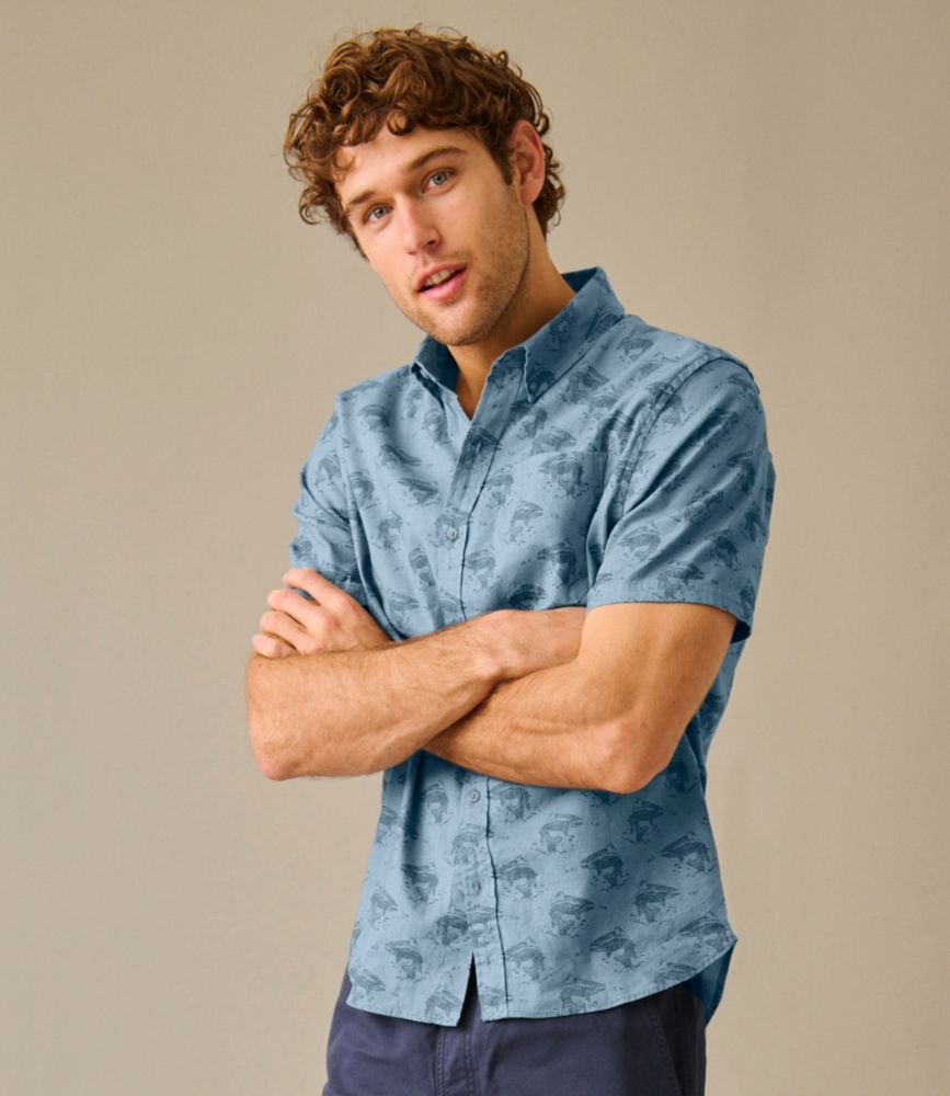 Men's Stonecoast Hemp Shirt, Short-Sleeve, Slightly Fitted Untucked Fit, Print