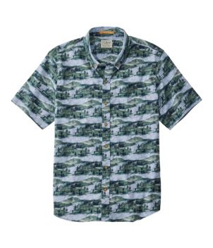 Men's Stonecoast Hemp Shirt, Short-Sleeve, Slightly Fitted Untucked Fit, Print, New