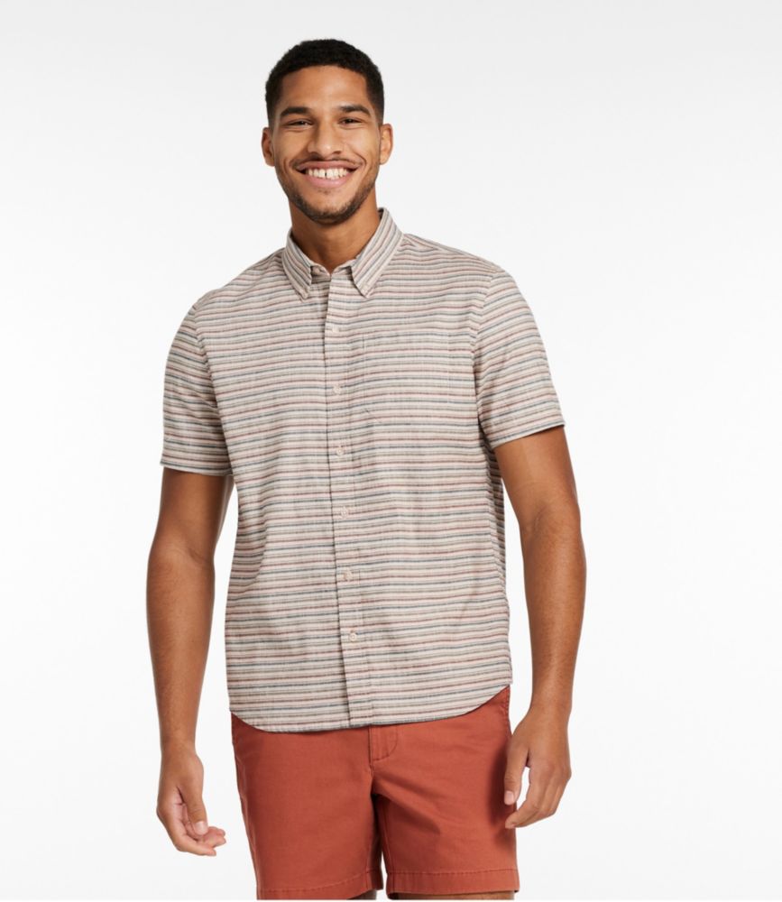 Men's Stonecoast Hemp Shirt, Short-Sleeve, Slightly Fitted Untucked Fit, Stripe, Silver Birch, small image number 2