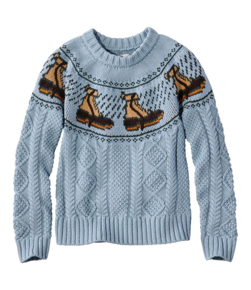 Women's Signature Cotton Fisherman Sweater, Crewneck Novelty