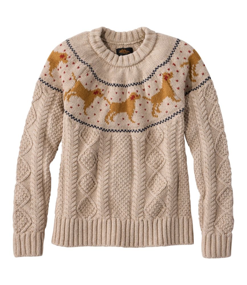 Women's Signature Cotton Fisherman Sweater, Crewneck Novelty