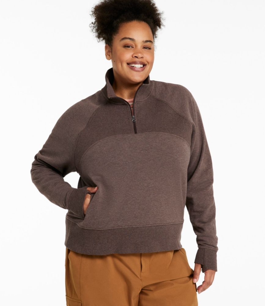 Women's L.L.Bean Cozy Pullover, Quarter-Zip, Dark Cinder Heather, small image number 2