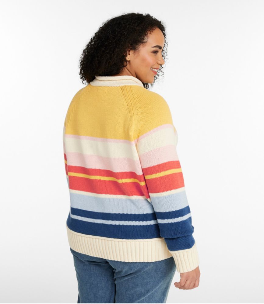 Women's Signature Original Cotton Sweater, Rollneck Stripe, Faded Orange Stripe, small image number 3