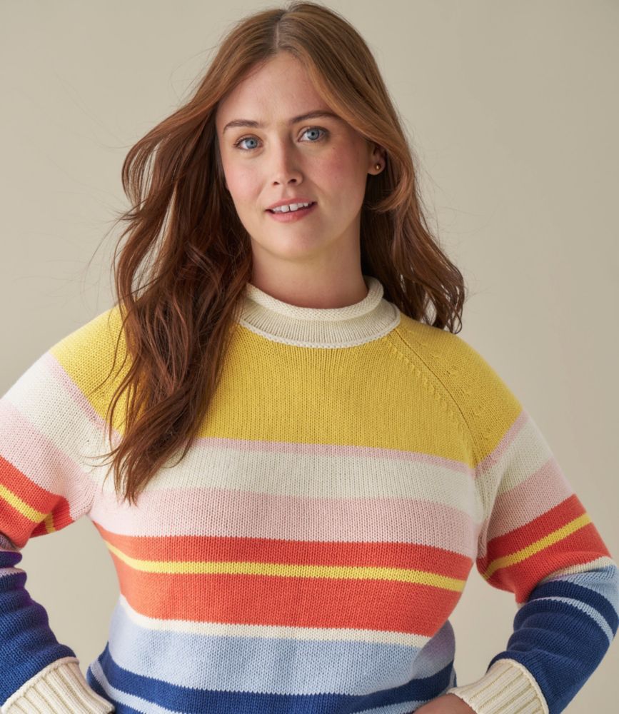 Women's Signature Original Cotton Sweater, Rollneck Stripe, Faded Orange Stripe, small image number 6
