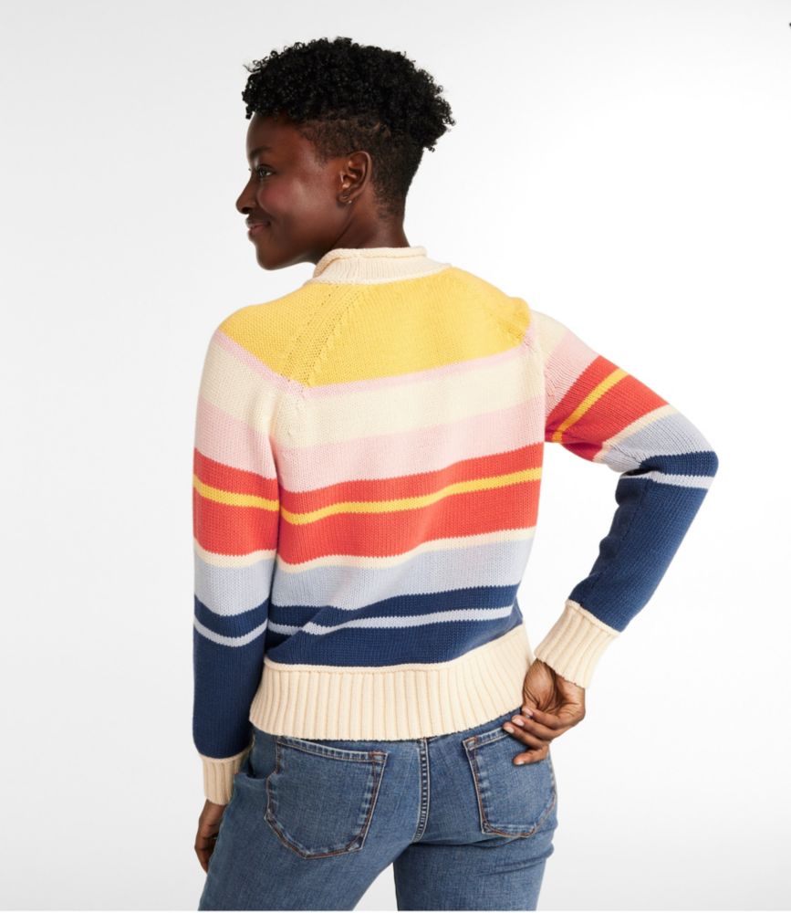 Women's Signature Original Cotton Sweater, Rollneck Stripe, Faded Orange Stripe, small image number 3
