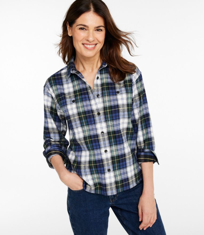 Women's Scotch Plaid Flannel Shirt, Boyfriend