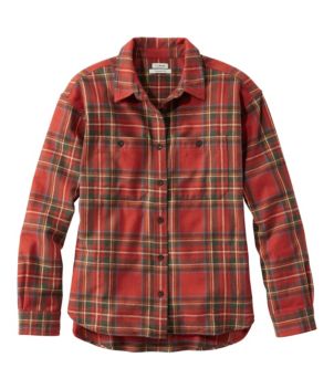Women's Scotch Plaid Flannel Shirt, Boyfriend, New
