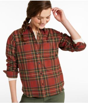 Women's Scotch Plaid Flannel Shirt, Boyfriend, New