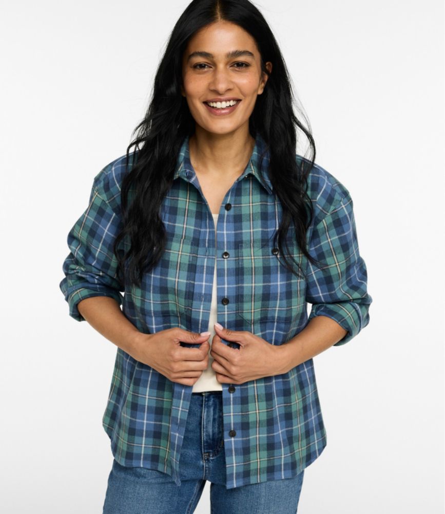 Women's Scotch Plaid Flannel Shirt, Boyfriend