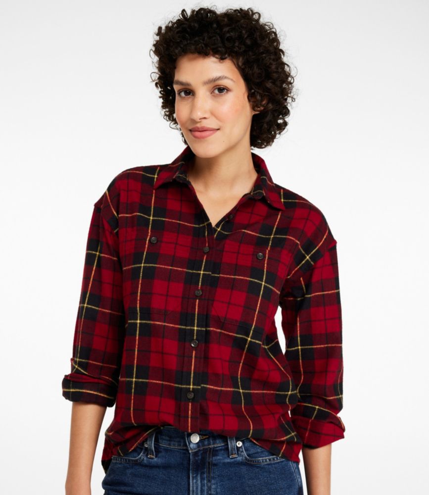 Women's Scotch Plaid Flannel Shirt, Boyfriend