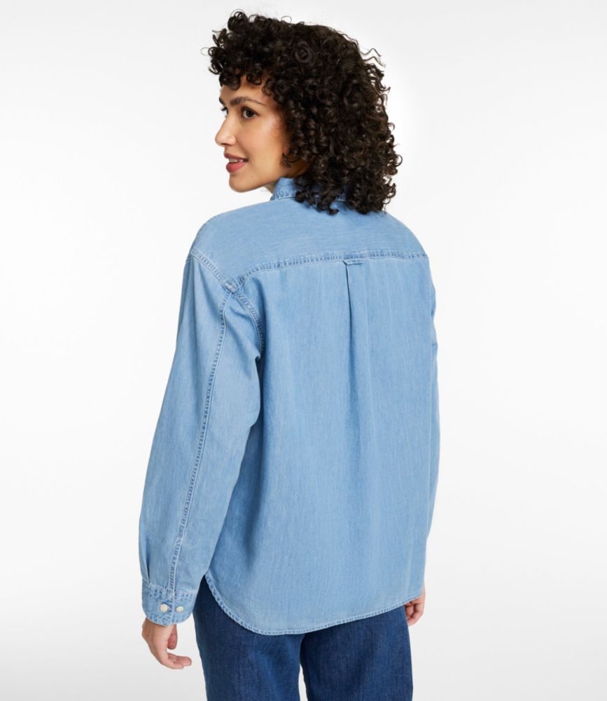 Women's L.L.Bean Denim Boyfriend Shirt, Light Indigo, small image number 3