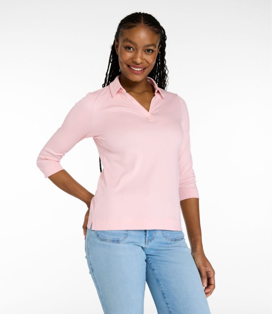 Women's Pima Cotton Tee, Three-Quarter-Sleeve Polo