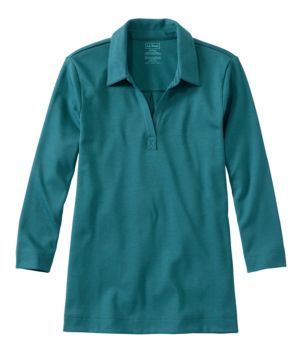 Women's Pima Cotton Tee, Three-Quarter-Sleeve Polo