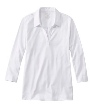 Women's Pima Cotton Tee, Three-Quarter-Sleeve Polo, New