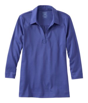 Women's Pima Cotton Tee, Three-Quarter-Sleeve Polo