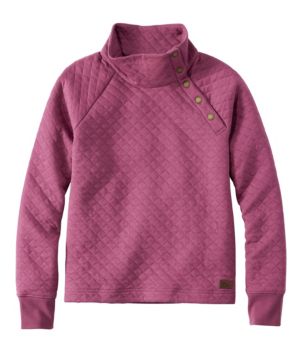Women's Quilted Sweatshirt, Snapneck Pullover, New