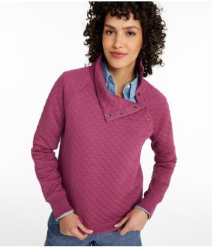 Women's Quilted Sweatshirt, Snapneck Pullover, New