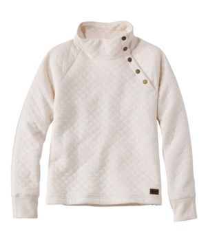 Women's Quilted Sweatshirt, Snapneck Pullover, New