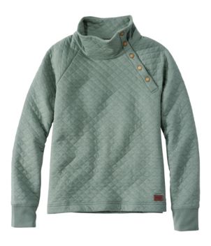 Women's Quilted Sweatshirt, Snapneck Pullover, New