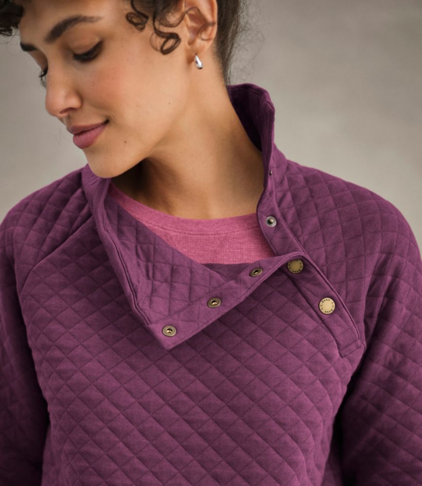 Women's Quilted Sweatshirt, Snapneck Pullover