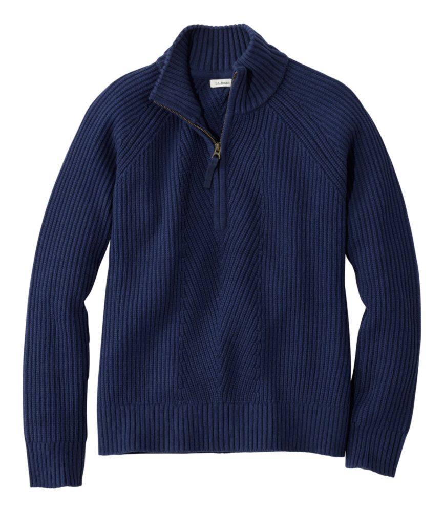 Women's Mariner Shaker Sweater, Quarter-Zip, Classic Navy, small image number 1