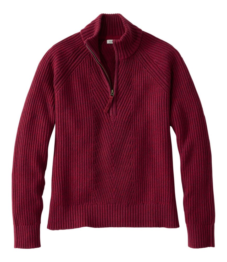 Women's Mariner Shaker Sweater, Quarter-Zip, Bordeaux/Fig Marl, small image number 1