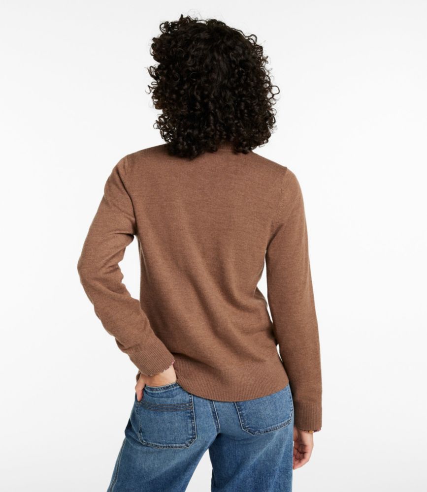Women's Essential Merino Wool Sweater, Cardigan, Classic Navy/Cream, small image number 3