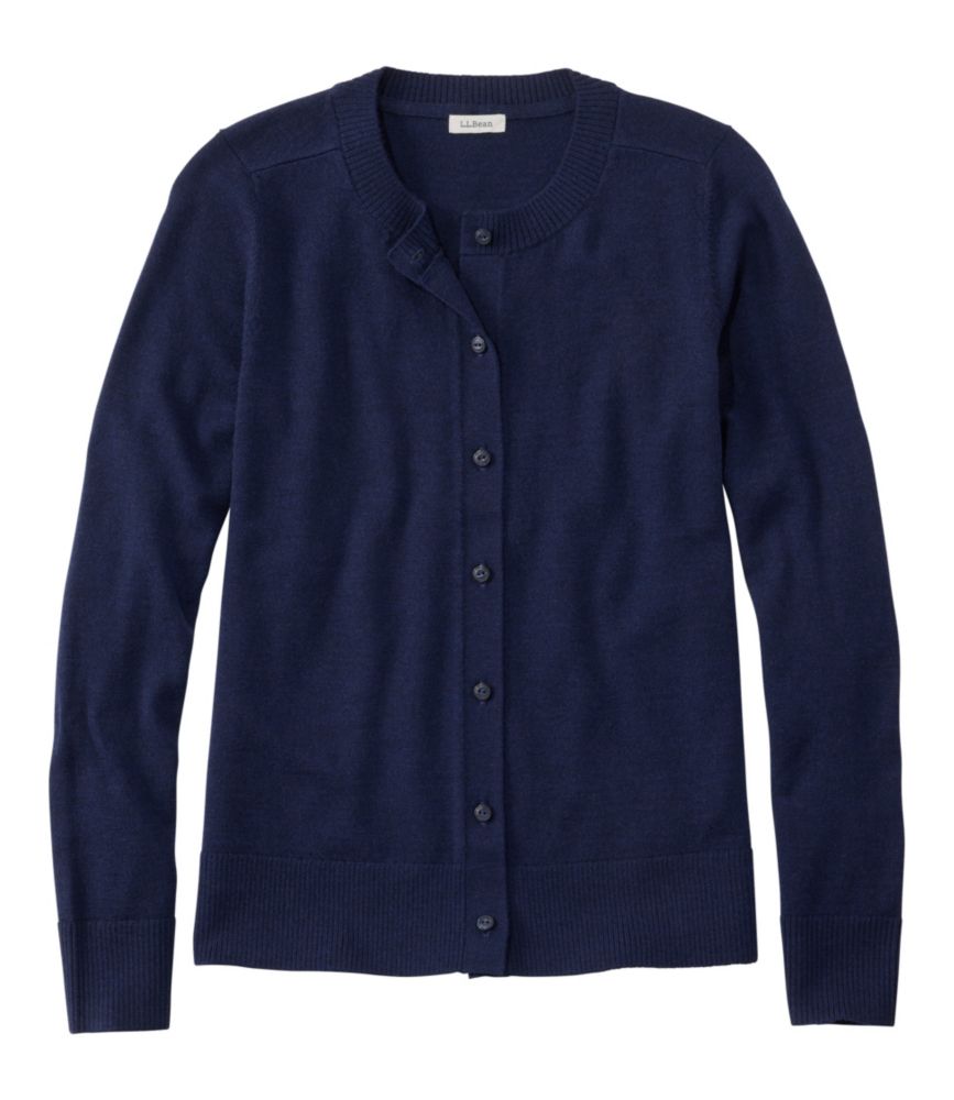 Women's Essential Merino Wool Sweater, Cardigan, Classic Navy, small image number 1