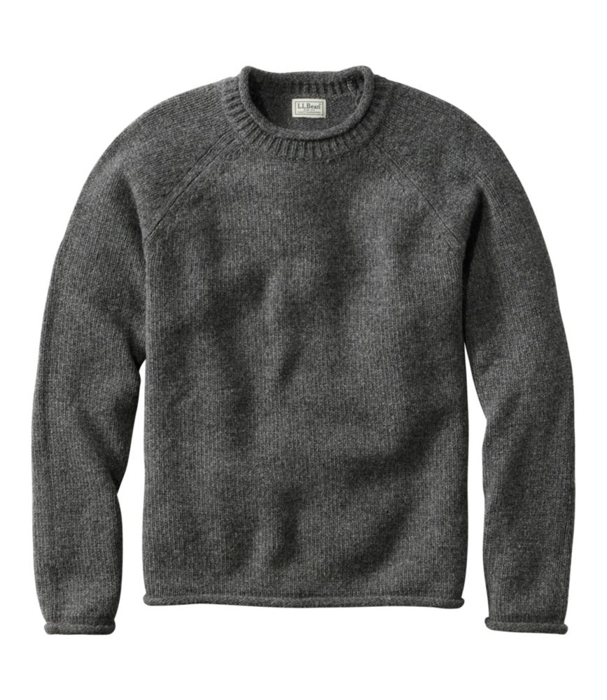 Men's Bean's Classic Ragg Wool Sweater, Rollneck, Charcoal, small image number 1