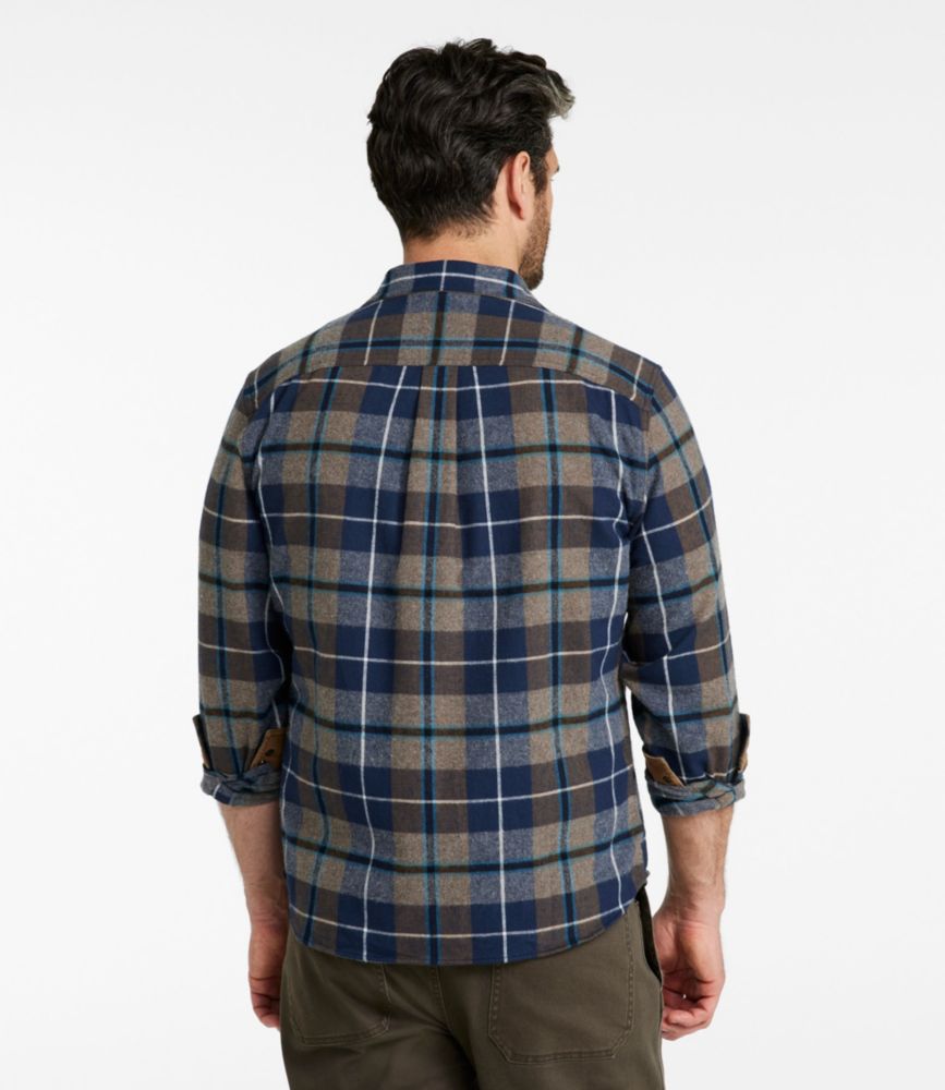 Men's Scotch Plaid Flannel Shirt, Snap-Front, Slightly Fitted Untucked Fit, Black Watch, small image number 3