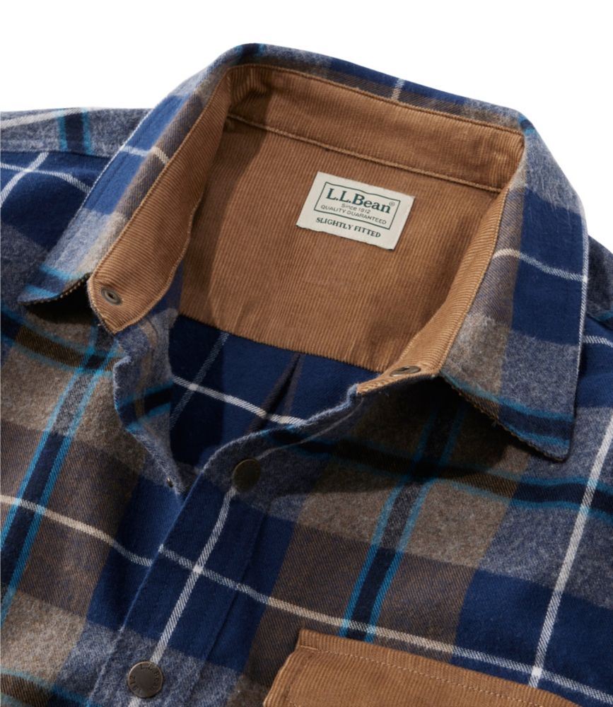 Men's Scotch Plaid Flannel Shirt, Snap-Front, Slightly Fitted Untucked Fit, Black Watch, small image number 6