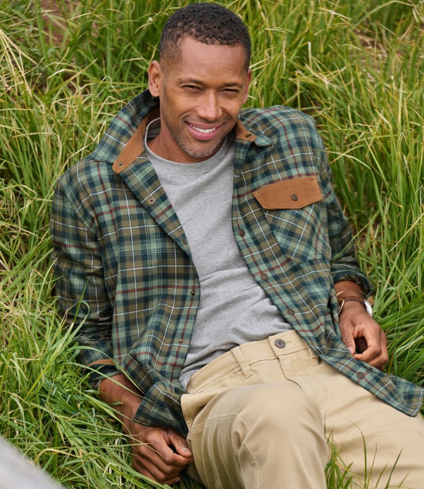 Men's Scotch Plaid Flannel Shirt, Snap-Front, Slightly Fitted Untucked Fit