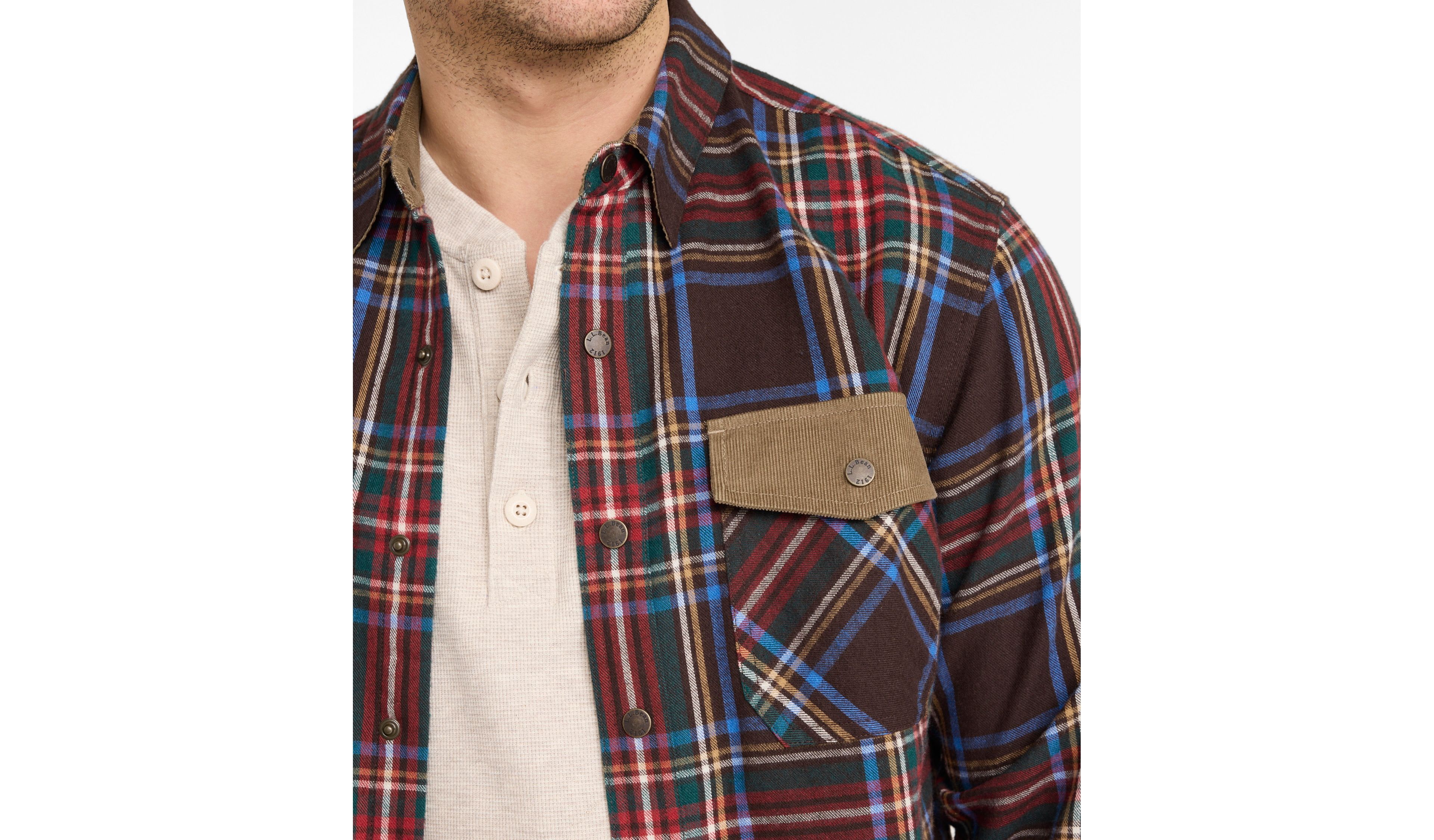 Men's Scotch Plaid Flannel Shirt, Slightly Fitted, Snap-Front